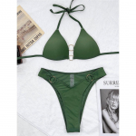 Seksikas Halter Bikiinid Push Up Ujumiskost&uuml;&uuml;m Naiste Ujumisriided Naiste kaheosaline bikiinikomplekt koos rinnahoidjaga ujumiskost&uuml;&uuml;miga ujumisriided. S roheline