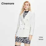 Cinemore 2021 kevad-s&uuml;gisbleiser Femme Double Breasted V kaelusega Grace Fashion Chic jakk Briti pandlaga naiste mantlid 82194 L valge