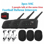 3 tk XINOWY V4 V4C jalgpallikohtuniku sisetelefoni peakomplekt 1200M Full Duplex Bluetooth mootorratta sisetelefonik&otilde;ne samal ajal 3pc V4C