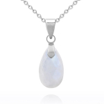 Les Tr&eacute;sors De Lily [R5944] - K&auml;sit&ouml;&ouml;na valmistatud terasest kaelakee  Mineralia  h&otilde;bedane kuukivi - 17x9 mm valge
