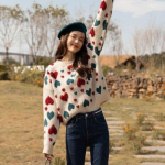 Pullover Sviiter S&uuml;gistop naiste Jaapani pehme kleepuv kampsun kaelusega vabaajar&otilde;ivad Armastus Mitmek&uuml;lgne kampsun Pullover Naistele One Size aprikoosi