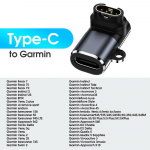 Fonken kaasaskantav C-t&uuml;&uuml;pi/mikro-USB/IOS-i naissoost laadija kaabli adapter Garmin Fenixi 7/7S/7X/6/6S/6X/5/5S/5X kella laadimiskonverteri jaoks Type-C to Garmin hall
