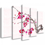 Viieosalise pildiga l&otilde;uendiprint Cherry Blossom Japan Nature 100x70 roosa