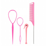 Uued 4tk/komplekt French Braid Tool Loop elastsed juuksepaelad eemaldaja l&otilde;ikur roti saba kamm Metallist saba punutud kammid juuste kujundamiseks roosa
