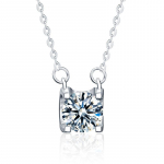 P&auml;ris 1,0 ct D v&auml;rvi Moissanite kaelakee Lihtne 925 Sterling Silver Ripats Kaelakeed Pruudi s&auml;delevad pulmaehted