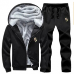 Winter Plus sametkost&uuml;&uuml;m vabaaja spordikampsun kardigan kaheosaline komplekt 7XL antiikne must v&auml;rv