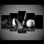 L&otilde;uendimaalid tr&uuml;kitud 5 t&uuml;kki Golf Nat&uuml;&uuml;rmort must ja valge seinakunst L&otilde;uendipildid elutoa kodukaunistuseks CU-1408B 20x35cm*2 20x45cm*2 20x55cm*1