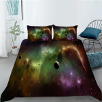 3D voodipesukomplekt, mikrokiust kangast tekikate ja padjap&uuml;&uuml;r, 2 v&otilde;i 3 t&uuml;kki Star Universe'i prinditud t&auml;issuuruses pestav ja mugav voodipesu UK Single 135x200cm