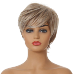 Parukas naistele S&uuml;nteetiline naiste parukas l&uuml;hikeste sirgete juustega naturaalne segakuldne igap&auml;evaseks kasutamiseks Parukad kuumakindlad kuldpruun v&auml;rv