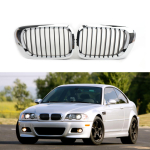 Chrome Silver Car Front Bumper Kidney Grilles Grill For BMW 3 Series 1999-2002 E46 M3 323 i/is 325Ci 328 i/is/Ci 330Ci 2 gray
