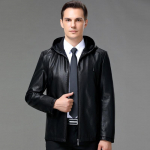 Ehtsast nahast meeste nahkjakk, s&uuml;gis- ja talve uus meeste kapuutsiga nahktagi, k&otilde;rgekvaliteediline lambanahkne meeste jope XXXXL