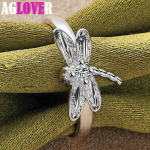 925 Sterling H&otilde;be AAA tsirkoonist Dragonfly Ring Ehted 5#