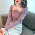 Prantsuse stiilis p&auml;rlp&auml;itsetega kampsun Sweet Square Collar Kootud topid Naiste Pullover S&uuml;gis Slim Fit Pikkade Varrukatega Topid Riided 28864 S aprikoosi