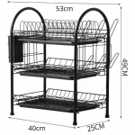 N&otilde;udekuivatusrest 3-astmeline terasest n&otilde;uderesti koos eemaldatava &auml;ravooluplaadi hoiurestiga n&otilde;ude &auml;ravooluava jaoks Black 3 Tier with Cup Rack