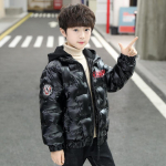 Poiste vabaaja polsterdatud jope Talvine polsterdatud jope lastele 160cm must