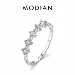 MODIAN Originaal 925 Sterling Silver Lihtne virnastatav l&auml;bipaistev CZ-s&otilde;rmus Moepeoehted Naistele Aksessuaarid Kingitus 5 h&otilde;be