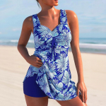 Suures suuruses naiste bikiinid Patchwork Rannar&otilde;ivad Moodne ujumistrikoo kaheosaline bikiinikomplekt suvine Brasiilia Push Up ujumistrikoo bikiini 0XL sinine