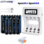 CITYORK Uus 1,2 V AA laetav aku 3000 mAh + AAA aku laetav 1100 mAh aa aaa NIMH ja LCD Quick 1,2 VAA/AAA laadija