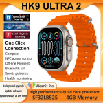 HK9 Ultra 2 nutikell AMOLED 4 GB k&auml;ekell Ultra2 ChatGPT NFC nutikell meestele Ai kella esik&uuml;lje kompassi veekindlus oranž