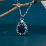 POMOiii pirnikujuline tsirkoonist ripats kaelakee naiste vintage aksessuaarid peoks Punane/sinine/roheline kaelakee Elegantsed naiste ehted 45cm sinine