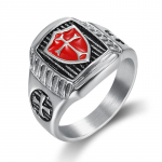 Knights Templar Ring Titanium Steel AG Shape Shield Cross meeste s&otilde;rmus 7