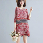 Leopard print pleated dress for spring and summer, loose fitting and slimming mid length A-line skirt M must