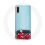 &Uuml;mbris Samsung Galaxy A50 jaoks La casa de papel Berlin Rio ja Tokyo sinise taustaga