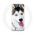 &Uuml;mbris Samsung Galaxy A8 Plus White Siberian Husky Blue Eyes jaoks