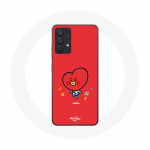 Coque pour Samsung Galaxy A13 5G BTS Bangtan Gar&ccedil;ons BT21 TATA V Fond Rouge