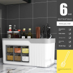 K&ouml;&ouml;gi hoiukarbi kombineeritud komplekt Multifunktsionaalne v&uuml;rtsikarbi plastikust noariiuli hoiukarbi riiul 6Grid valge