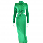 Elegantne Hollow Out seksikas maksikleit naistele, s&uuml;gisene talv kilpkonnaga pikkade varrukatega Bodycon Clubi pidulik &otilde;htukleit M must