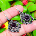 Natural Sage Amethyst Gemstone 925 Sterling Silver Gift Earring 2.13 v5c22
