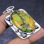 Natural Tibetan Turquoise Gemstone 925 Steling Silver Pendant 2.09 j2c32