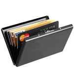 Storite 6 pesaga RFID-kaitsega metallist krediitkaardihoidjaga rahakott meestele ja naistele(L&auml;ikiv must, 9,5 x 6,5 x 1,3 cm) must