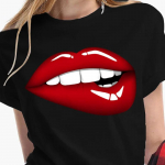 Seksikas Suudluse Huule Muster Naiste T-s&auml;rgid Naljakas Trend Mustad Teesid Mood Vabaaja O-kaelusega L&uuml;hikeste Varrukatega Topid &Uuml;lem&otilde;&otilde;duline Naiste Pullover 5XL