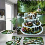 Ilusa m&auml;gede kose mustriga du&scaron;ikardinad geomeetrilised triibud kardinad vannitoatarvikutele komplekt vannikardin koos konksudega veekindel 4Pcs