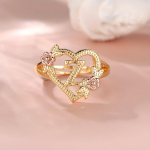 1 tk kuldne v&auml;rv 26 inglise kirjaga printsess s&otilde;rmus roosi lill Reguleeritav avamiss&otilde;rmus pulmapael Ehted s&otilde;brap&auml;eva kingitus A