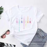 Naiste mood Kpop-printeriga T-s&auml;rk suvine O kaelaga Naljakad riided T&uuml;drukutele vabaajar&otilde;ivad Unisex L