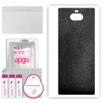 apgo Protective Skin Sticker for the back compatible with Sony Xperia 10 Plus, Wrap Film, Foil, Vinyl - Pattern Black Leather