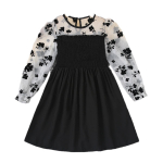 2024 Laste roosiprintimine pikkade varrukatega must kleit V&otilde;rkkleidid Tikitud printsesskleit t&uuml;drukutele Lasteriided 9Y must