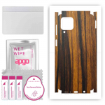 apgo Protective Skin Sticker for the back+sides compatible with Samsung Galaxy M62, Full Wrap Film, Foil, Vinyl - Pattern Tigerwood