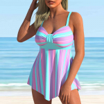 Naiste ujumisriided Tankini 2-osaline ujumistrikoo valge kumerate lilledega, prinditud ujumiskost&uuml;&uuml;mid 6XL