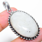 Natural Rainbow Moonstone Gemstone 925 Sterling Silver Pendant 1.97 m8g03