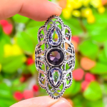 Natural Amethyst Gemstone Handmade 925 Sterling Silver Ring Size 7.5 u2v51