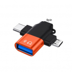 C-t&uuml;&uuml;pi adapteri pistik Fast Play kompaktne laadimine andmeedastus universaalne suurus kaasaskantav USB Micro 3 OTG must