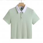 Ins Super Hot Contrast V&auml;rvus puuvillane polo s&auml;rk k&otilde;rge v&ouml;&ouml;kohaga l&uuml;hike &otilde;huke &otilde;huke elastne puuvillane 2024 suvekleit S