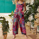 Naiste Patchwork Lilletr&uuml;kiga lahtised Dungarees Jumpsuit Pants Rompers Kombinesoonid XXXL