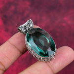 Aqua Apatite ripats, 925 tahke h&otilde;bedane ripats, k&auml;sitsi valmistatud kalliskivist ehted, kingitused naisele uhiuus ripats 1.69 Inches sinine