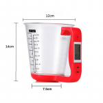 Elektrooniline m&otilde;&otilde;teklaas LCD digitaalne toit piim kohv kaal t&auml;psuskaal k&ouml;&ouml;gin&otilde;ud vedeliku temperatuuri m&otilde;&otilde;tmine 600ml punane