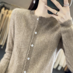 Naiste &uuml;markaelusega ka&scaron;miirkardigan, Qinghe ka&scaron;miir, 30% ka&scaron;miir 70% vill, talvine kootud pullover s&uuml;giskampsun ka&scaron;miir kampsun XXL pruun
